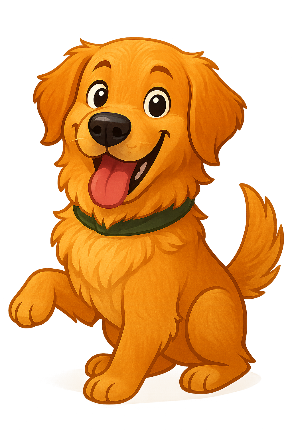 Illustrated storybook version of a golden retriever