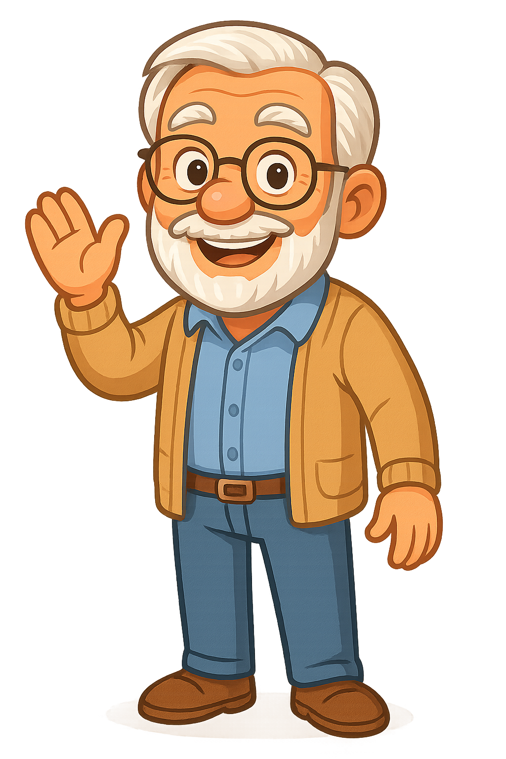 Illustrated storybook grandpa character